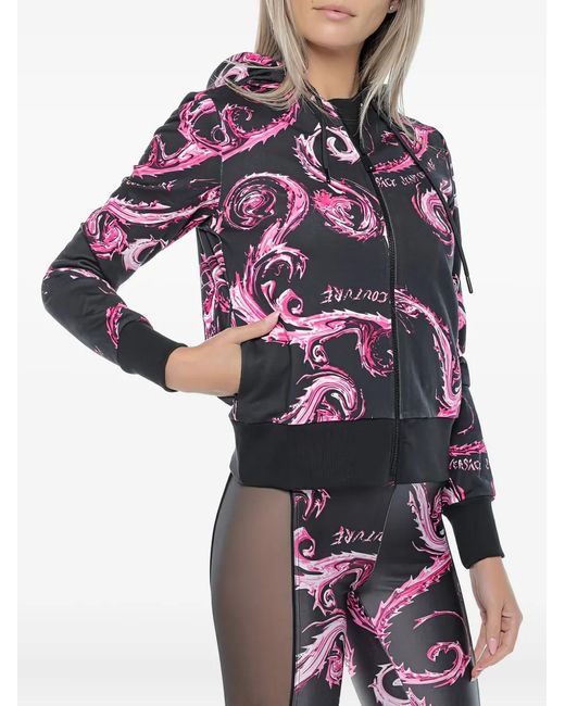 Versace Jeans Couture Black Patterned Hooded Jacket