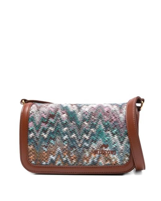 Missoni Gray Patterned Leather Cross Body Bag