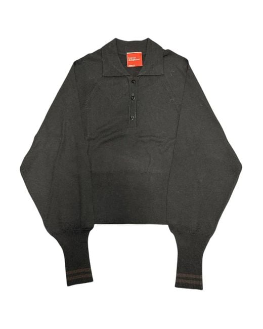 ..,merci Black Button Polo Shirt