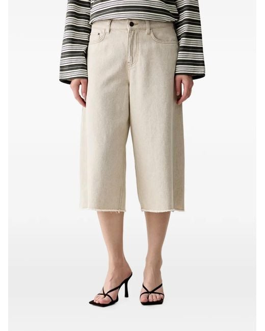 Sisley Natural Raw-Cut Wide-Leg Shorts