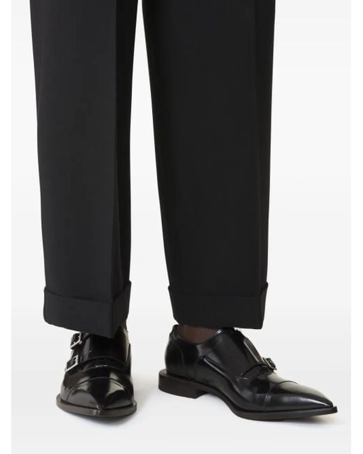 Lanvin Black Double-Buckle Pointed Monk Shoes for men