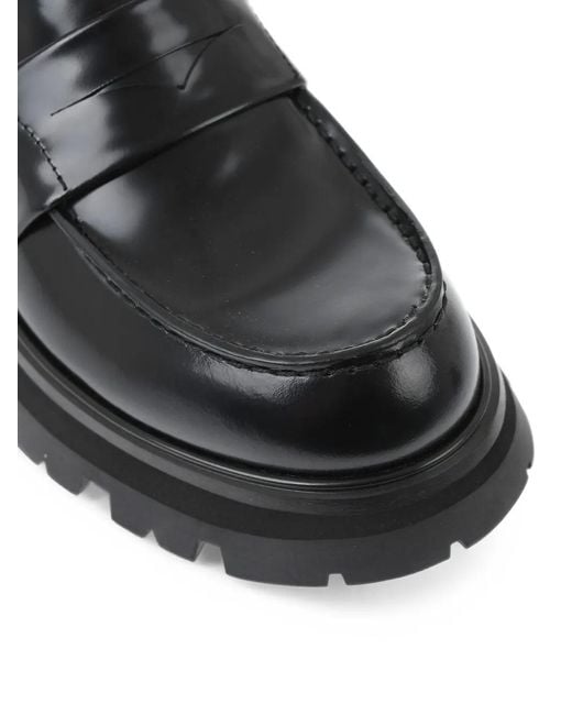 McQueen Black Lug-Sole Penny-Sole Loafers