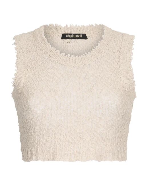 Roberto Cavalli Natural Knitted Tank Top