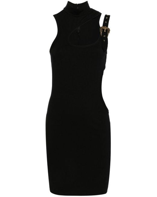 Vestido corto con tirantes con hebilla Versace de color Black