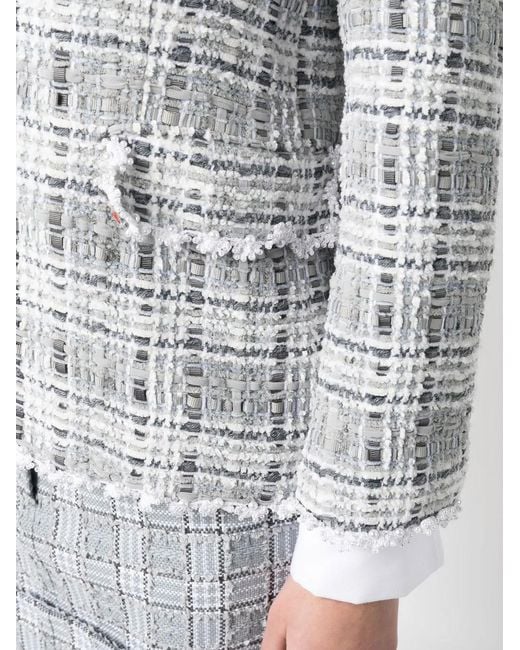 Thom Browne Gray Crochet-Trim Single-Breasted Blazer