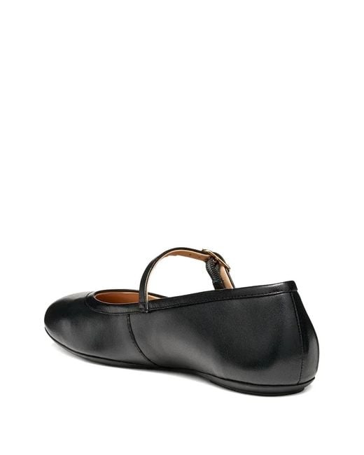 Geox Black Palmaria Buckle-Strap Ballerina Shoes