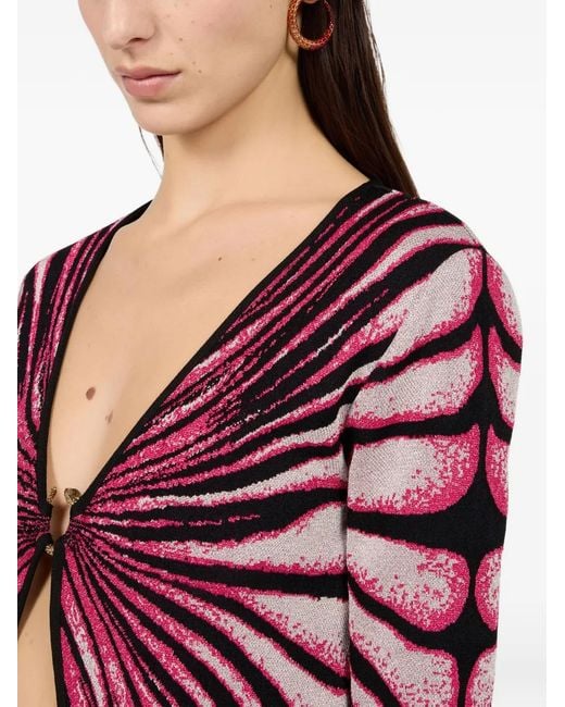 Roberto Cavalli Red Ray Of Paradise Printed Cardigan