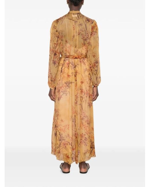 Forte_forte Metallic Floral-Print Tie-Neck Maxi Dress