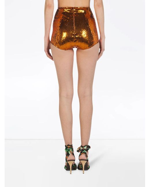 Dolce & Gabbana Orange Short À Sequins