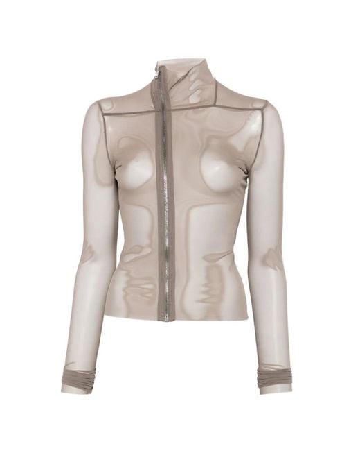 Rick Owens White Zip-Fastening Jacket