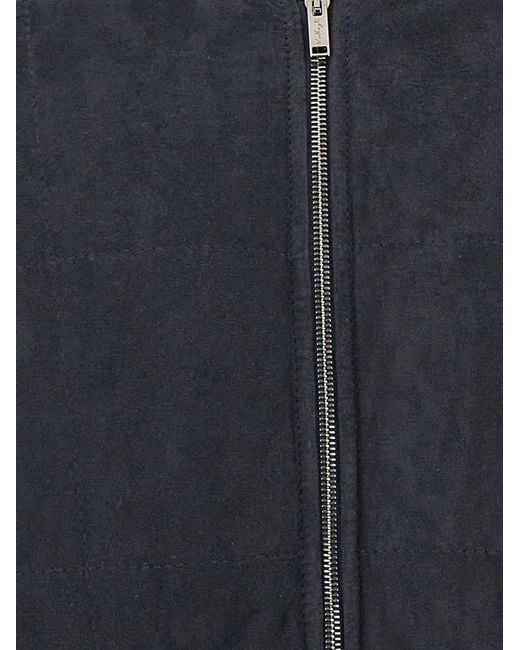 Volfagli Blue Pitti Camoscio Leather Jacket for men