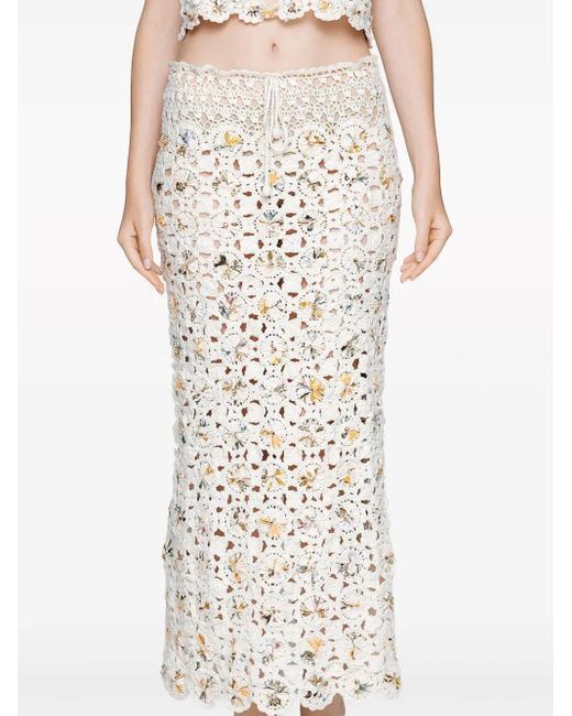 Agua Bendita Natural Arroyo Caracola Crochet-Knit Skirt