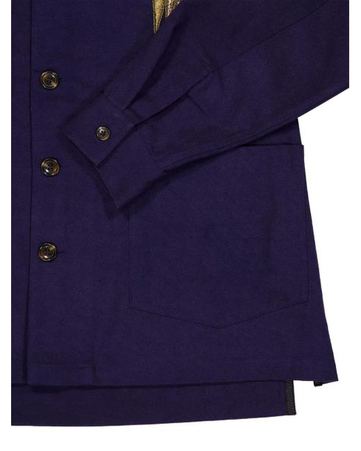 BAZISZT Blue Embroidered Cotton Jacket for men