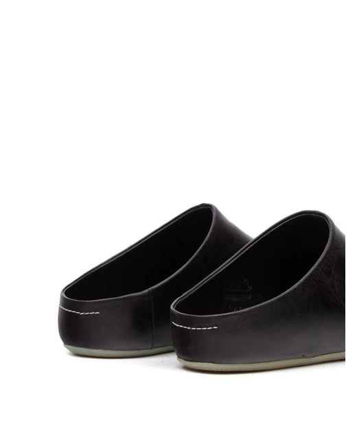 MM6 by Maison Margiela Brown Mules En Cuir À Détails De Coutures