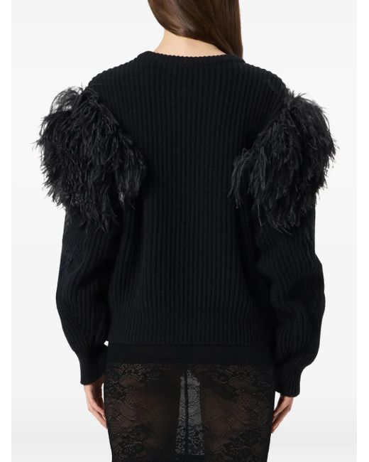 Blumarine Black Strickpullover Mit Federn
