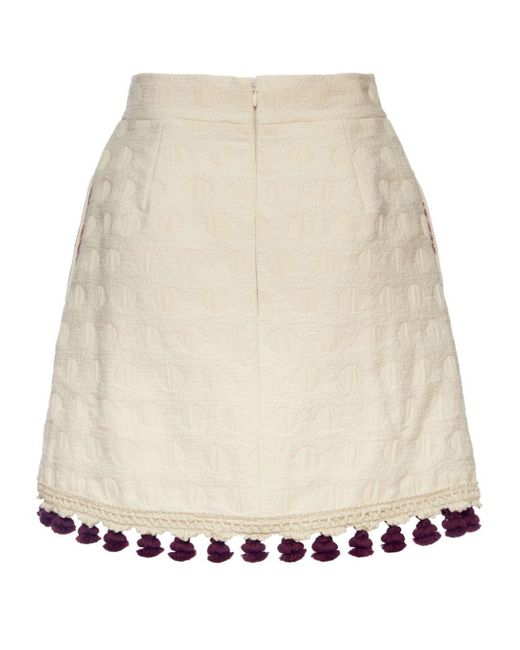 LaDoubleJ Natural Fringed Baia Mini Skirt