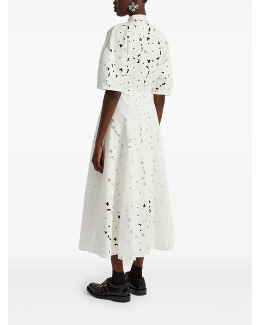 Erdem White Short-Sleeve Midi Dress