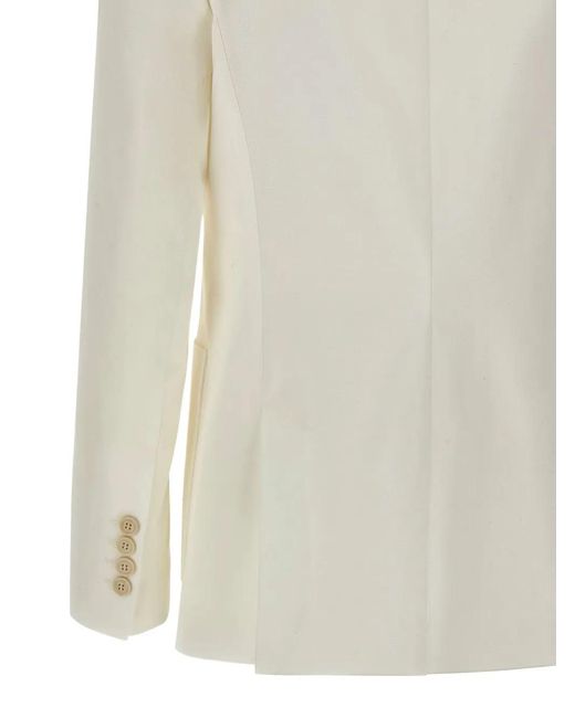Eleventy White Double-Breasted Blazer