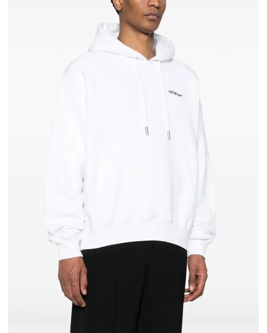 Off-White c/o Virgil Abloh White Off- Logo-Embroidered Organic Cotton Hoodie for men