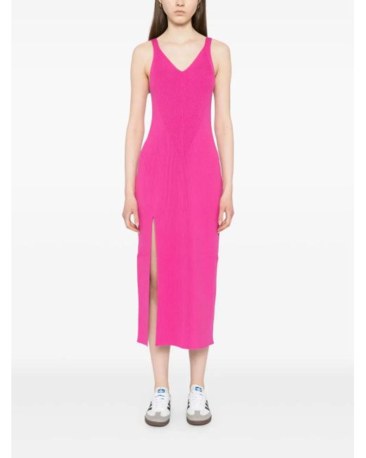 Lacoste Long Seamless Ribbed Dress in Pink | Lyst Lacoste Long Seamless Ribbed Dress in Pink | Lyst