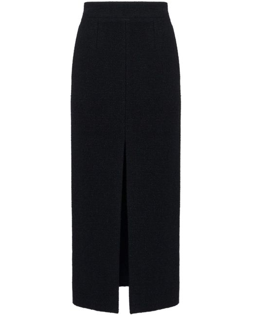 Alexander McQueen Black Slashed Pencil Midi Skirt