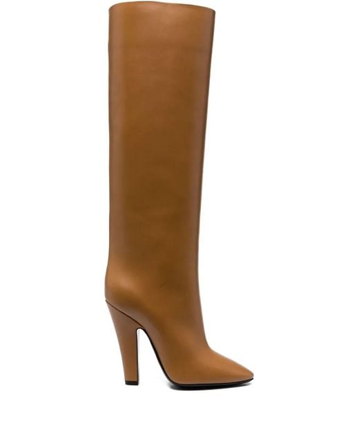 Saint Laurent Brown Tube Knee-Length Boots
