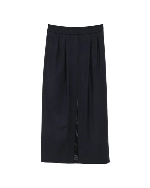 Peserico Black Pleated Front-Slit Long Skirt