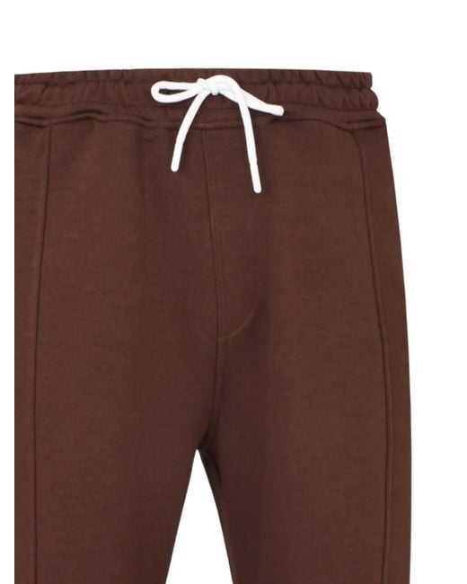 Exit Society Brown Drawstring-Waist Embroidered Track Pants for men