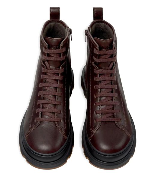 Camper Brown Brutus Lace-Up Leather Combat Boots