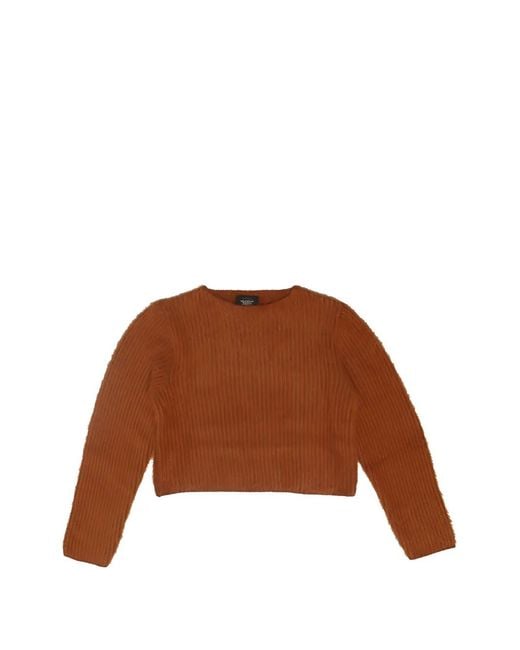 HTC Brown Ribbed-Knit Sweater