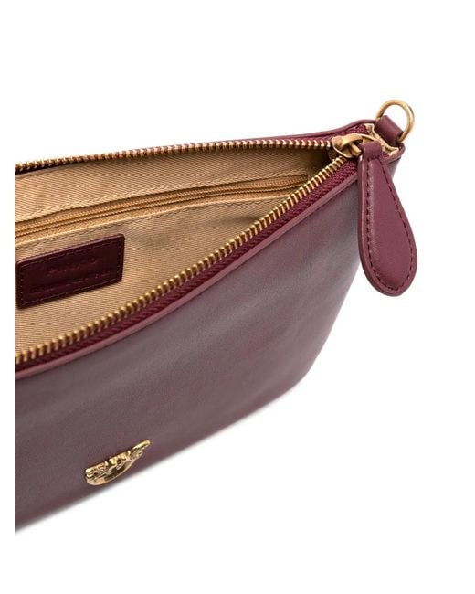 Pinko Purple Flat Love Leather Crossbody Bag