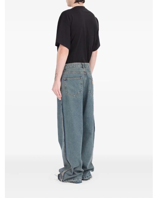 MM6 by Maison Margiela Blue Relaxed Fit Distressed Wide-Leg Jeans for men