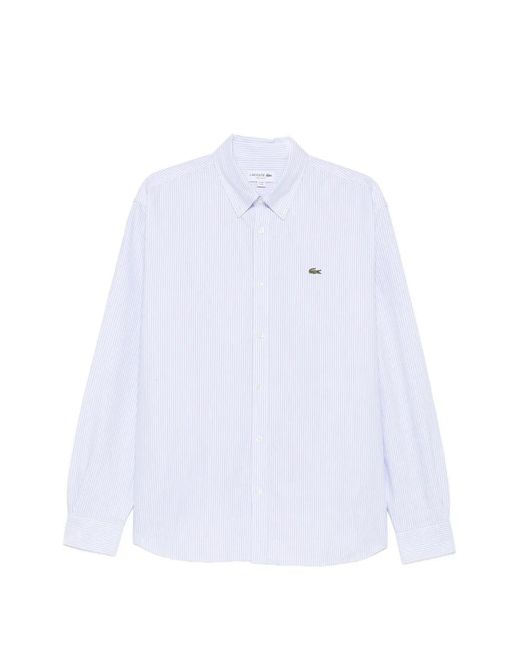 Lacoste Overhemd Met Logo-Patch En Verticale Streep in het White voor heren