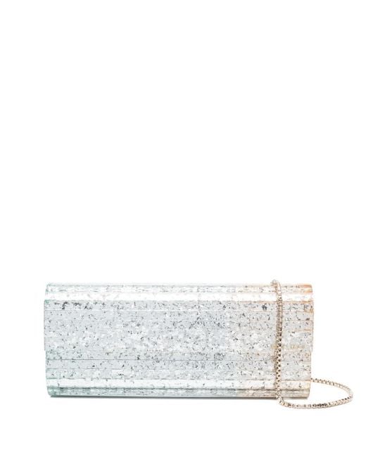 Pochette Rectangulaire À Paillettes Jimmy Choo en coloris White