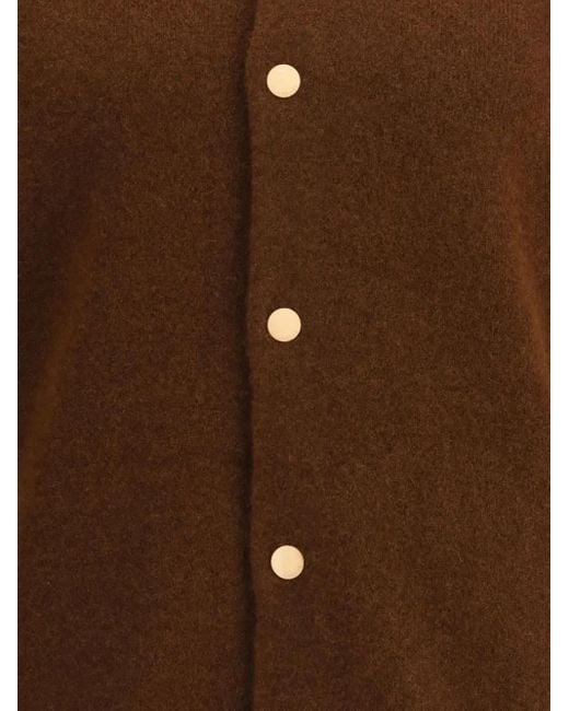 Laneus Brown Knitted Baseball-Stripe Bomber Jacket for men