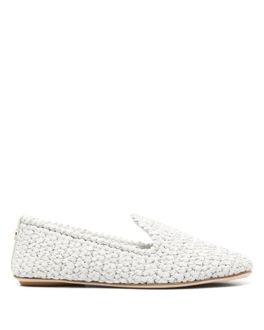 Moncler White Interwoven-Design Slippers