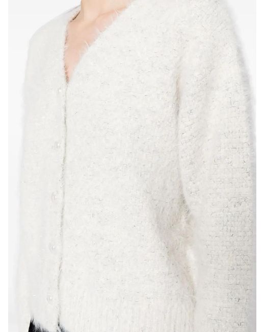 B+ AB White Pleated Brushed-Effect Skirt Suit