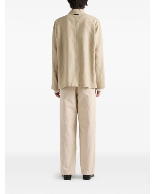 Prada Natural Single-Breasted Linen Jacket for men