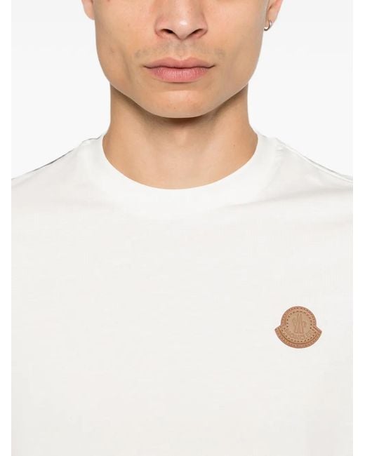 Moncler White Logo-Patch T-Shirt for men