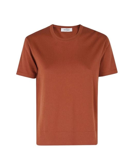 Gran Sasso Orange Fine-Knit Short-Sleeve T-Shirt