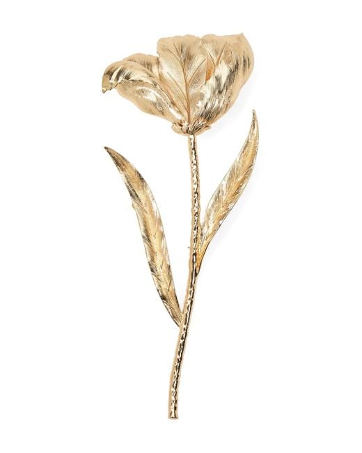 Carolina Herrera Metallic Tulip Flower Brooch