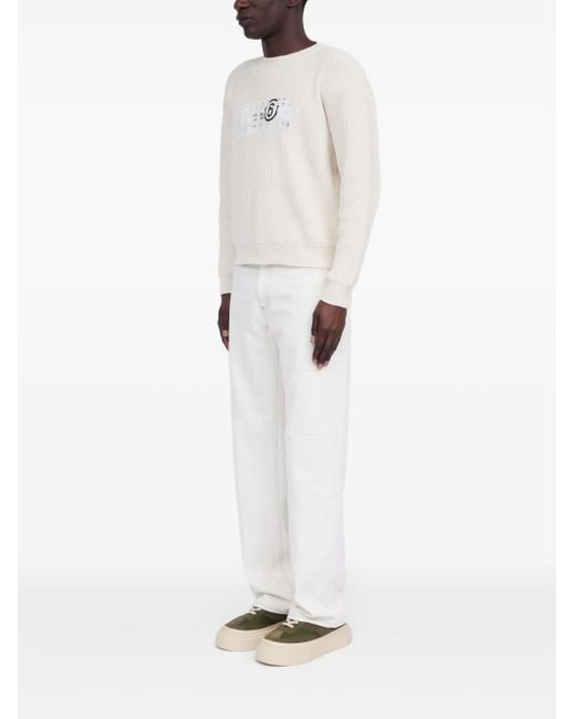 MM6 by Maison Margiela White Crew-Neck Sweatshirt for men
