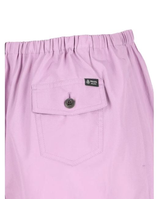 Prada Pink Elasticated-Waistband Pocket Cotton Shorts
