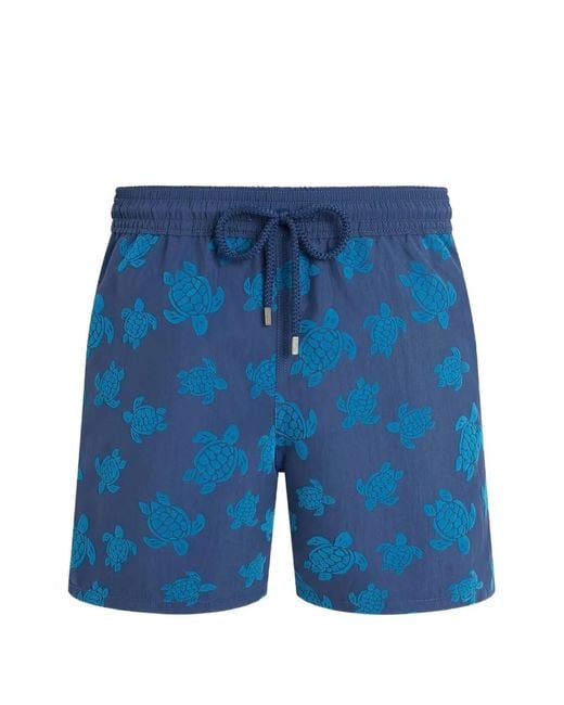 Vilebrequin Blue Turtle-Print Drawstring Swim Shorts for men
