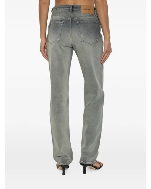 Haikure Gray Lisa Faded-Effect Distressed-Finish Jeans