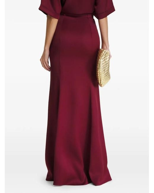Il Volo Red Anais Belted-Waist Skirt