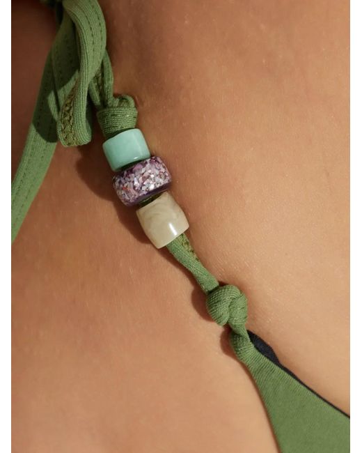 Bondeye Green Bas De Bikini Anali À Détail Noué