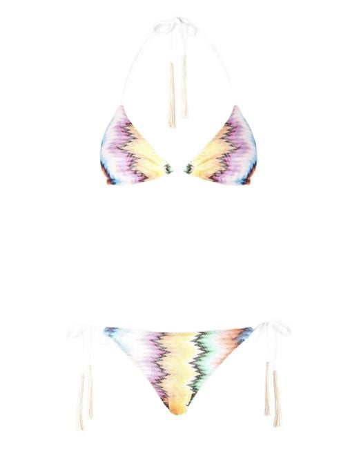 Missoni Metallic Zigzag-Pattern Tassel Bikini