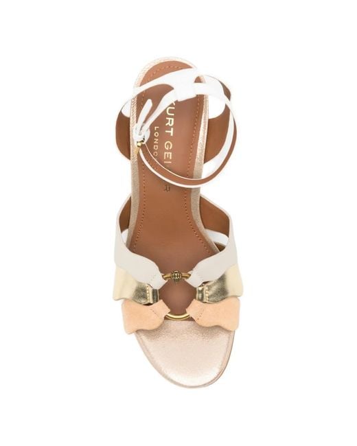 Kurt Geiger White Scalloped-Edge Buckled Sandals