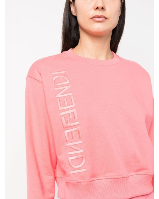 Fendi Pink Logo-print Cropped Sweatshirt